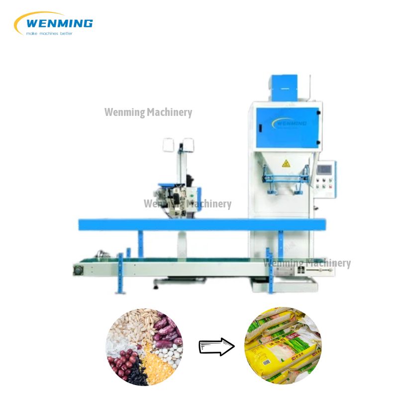 Granule Packing Machine Automatic Grain Fertilizer Rice Flour Packing ...