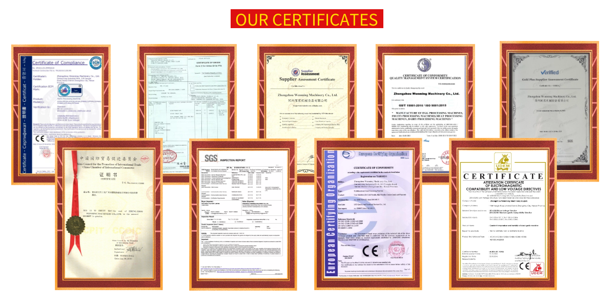 Zhengzhou Wenming Machinery LTD Certifications 